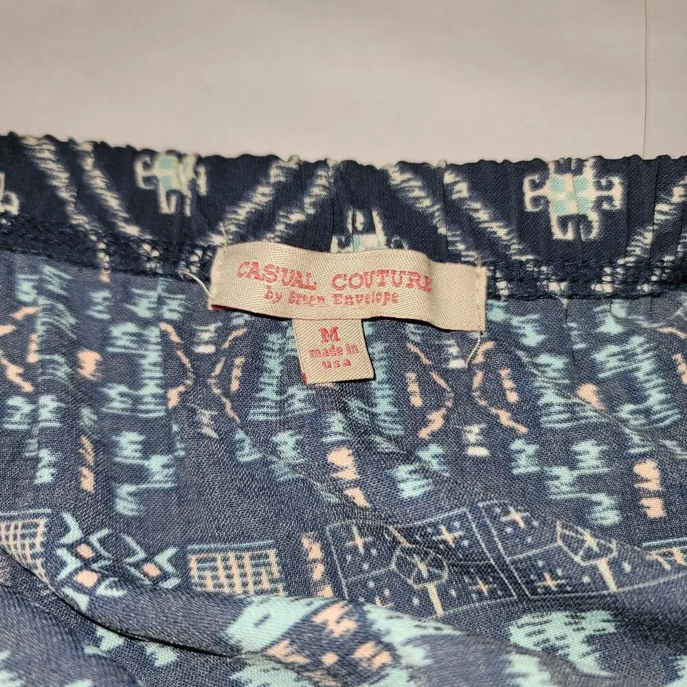 Casual Couture by Green Envelope Geometric Print Handkerchief Hem Midi Dress M - Picture 6 of 6
